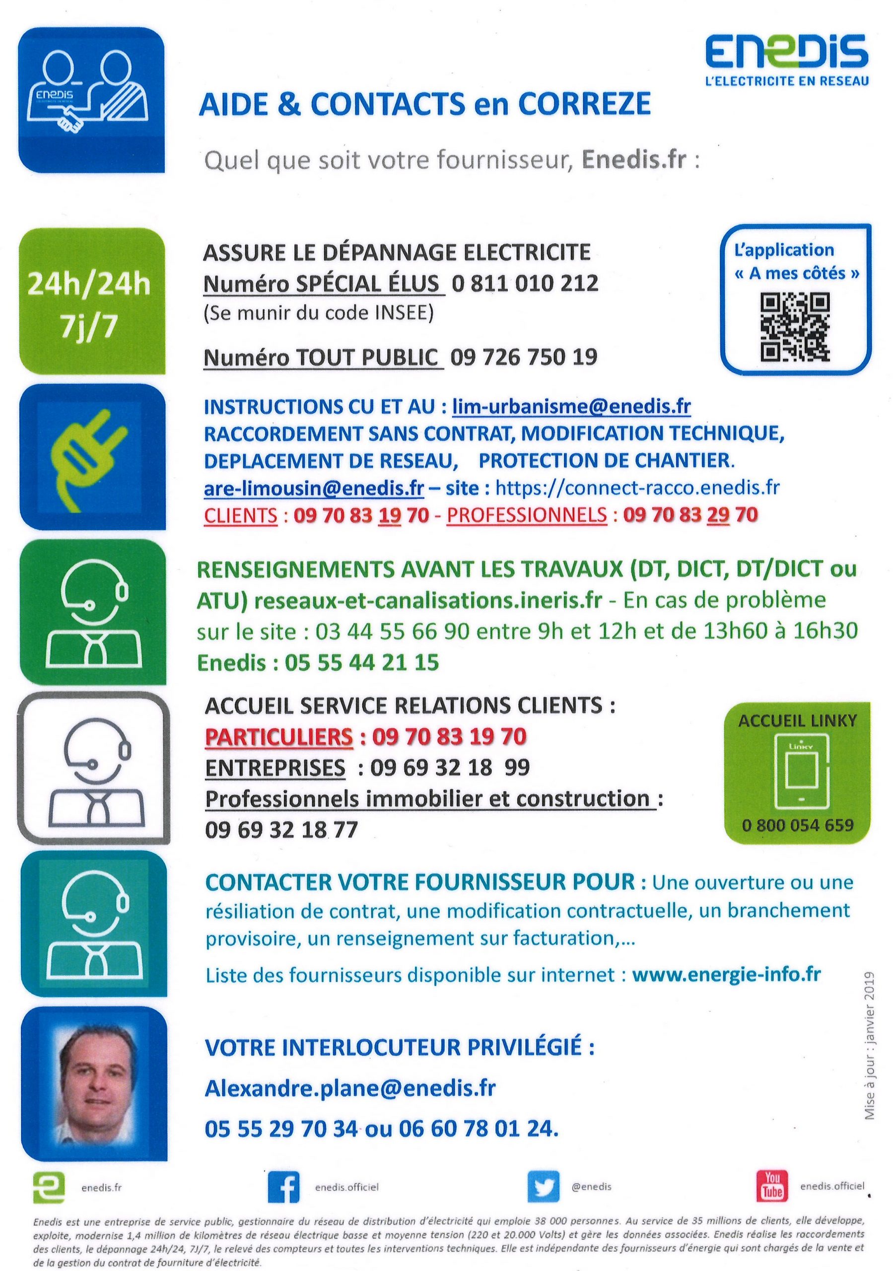 Formulaire ENEDIS « Aides et Contacts » en Corrèze pour les élus